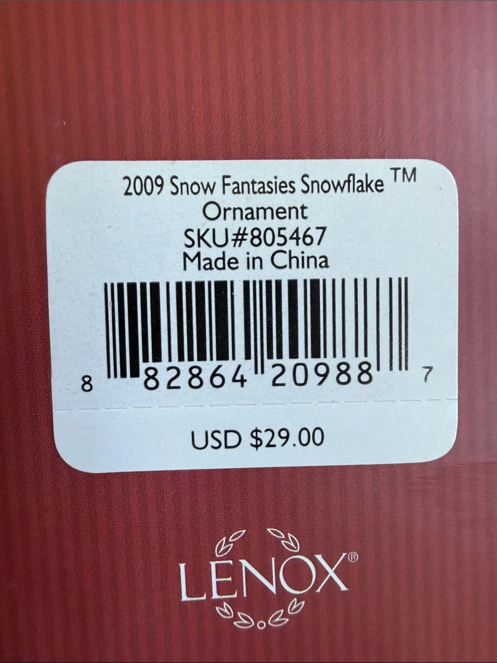 Lenox White Porcelain Snowflake Ornament with Gold Cord